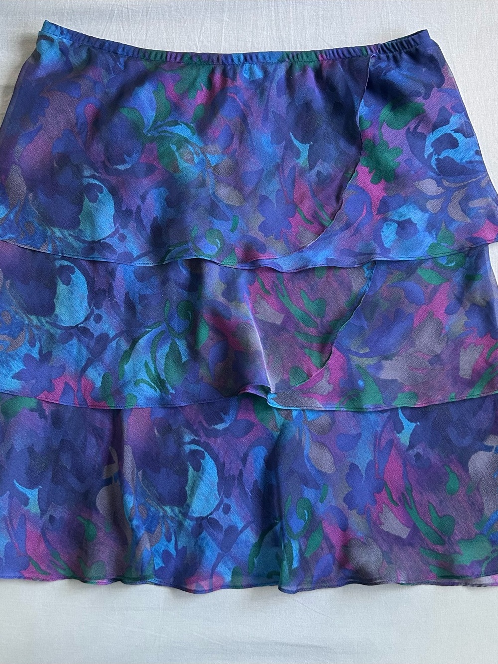 R&M Richards Blue & Purple Floral Tiered Skirt